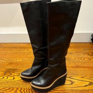 Topshop Wedge Platform Knee High Boots